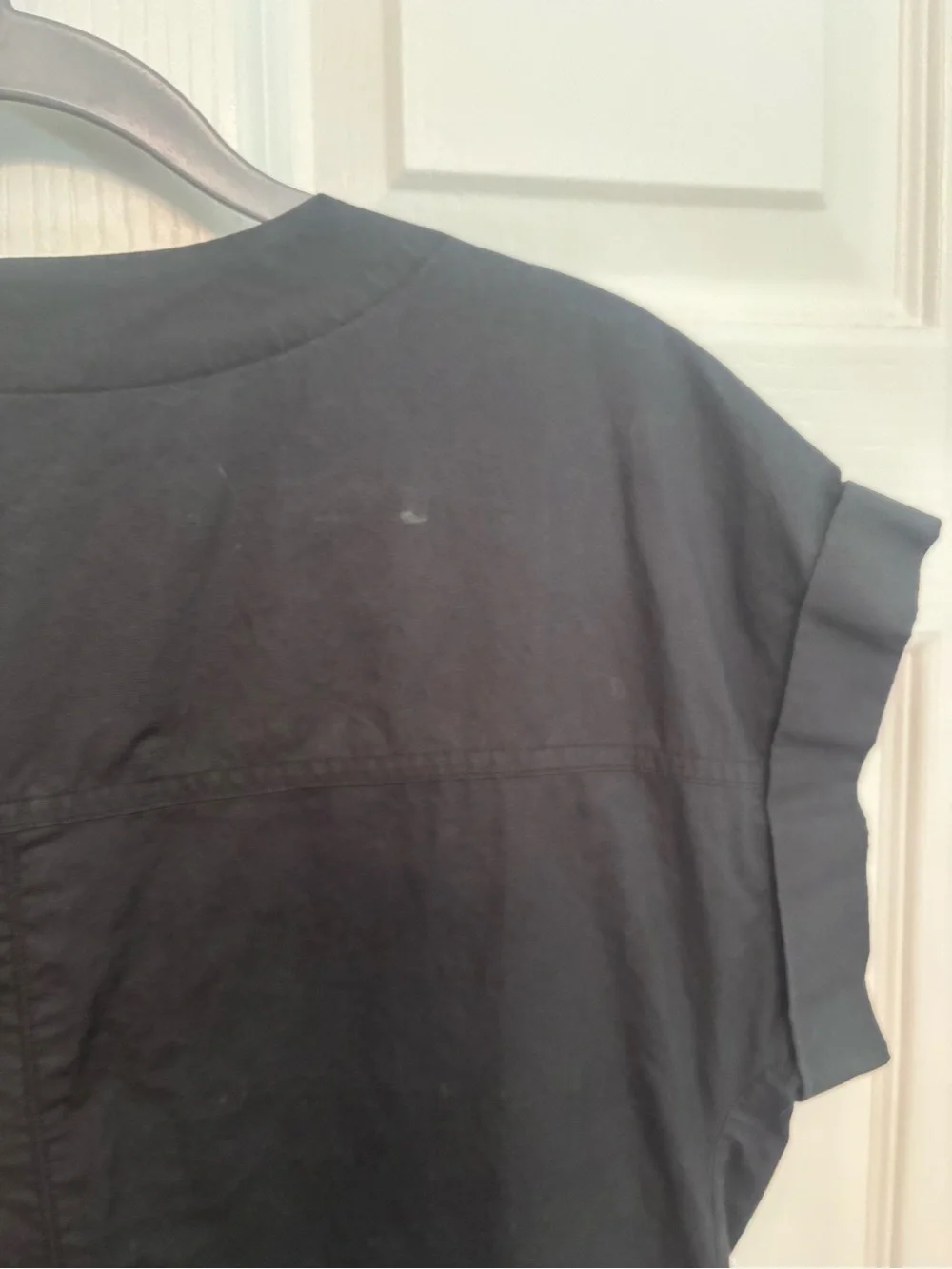 J Crew black short sleeved lace up dress.